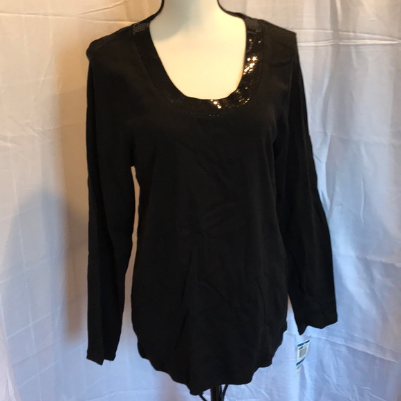 Macy's Tops - Black shirt with sequins collar size XL